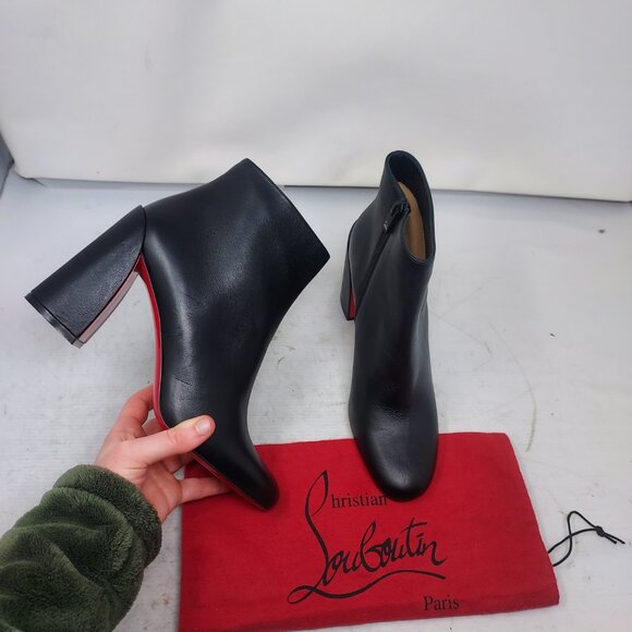 Christian Louboutin Black Turela Leather Ankle Boot - Picture 1 of 12